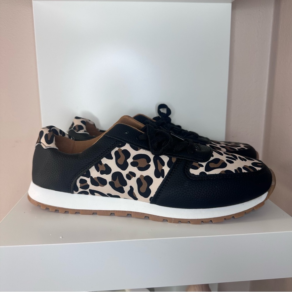 Leopard Print Black Sneakers